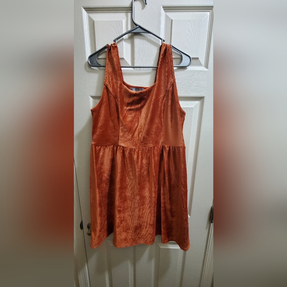 Good Luck Gem Burnt Orange Corduroy Dress